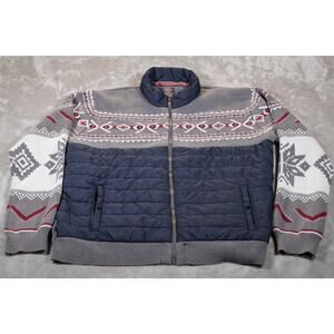St Johns Bay Jacket Mens 2XL Full Zip Outdoor Pattern Knit Quilted Warm